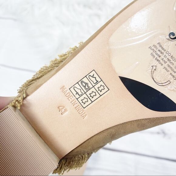 Free People Women's Leather Newport Flat with Fringe Detail in Tan Size 41‎ - Picture 6 of 8